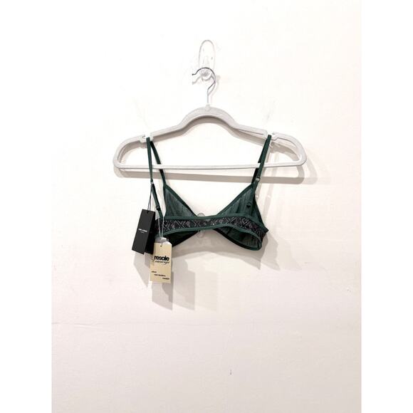 NWT Saint Laurent Logo Crystal Embellished Triangle Bra Green Women's Size M - Picture 2 of 7